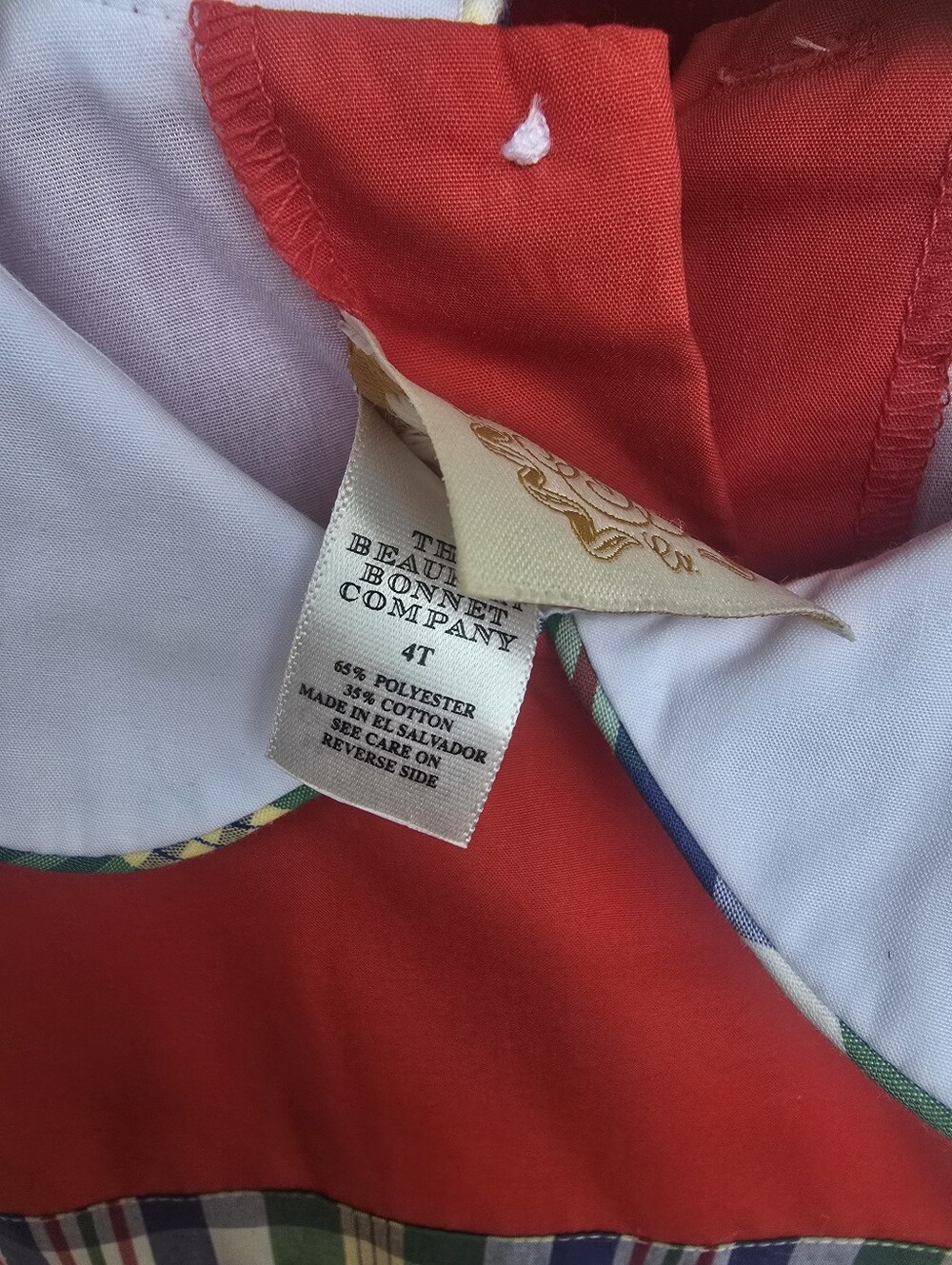 Red Girls' Schoolhouse Appliqué Dress with White Peter Pan Collar TBBC 4t - Picture 2 of 3